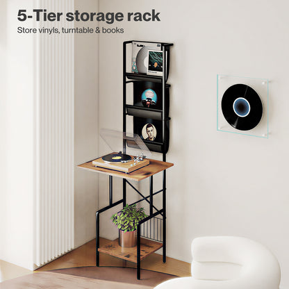 Levede Record Stand Player Display Storage Shelf Cabinet 2 Shelves 3 Racks