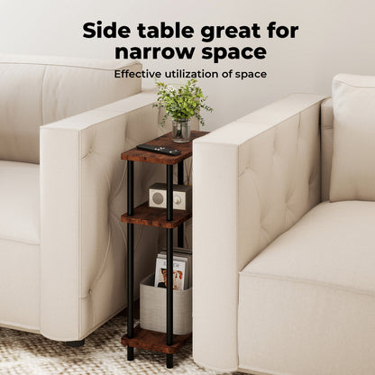 Levede Slim Side Table 3 Tier Narrow Sofa End Table Bedside Storage Stand