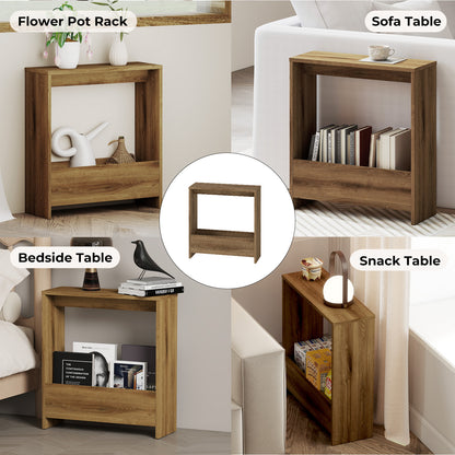 Levede Slim Side Table 2 Tier with Magazine Storage Narrow End Table 55x20x60cm