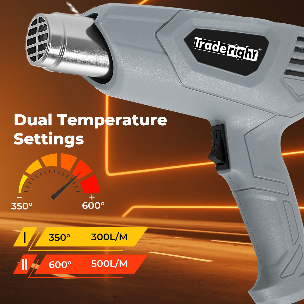 Traderight 2000W Heat Gun Hot Air Blower 2 Temperature Paint Remover  4 Nozzles