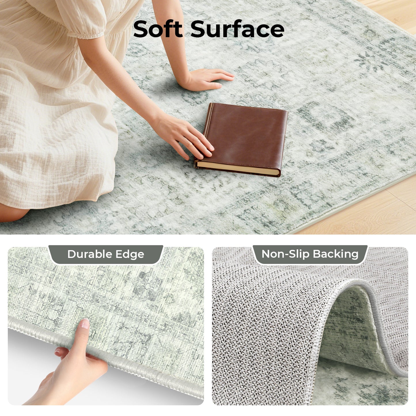 Marlow Floor Rug Washable Carpet Living Room Non Slip Modern Hallways 120x180cm