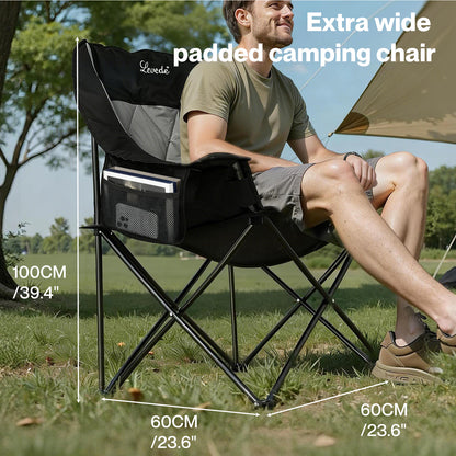 Levede Oversized Folding Camping Chair Padded with Cooler Bag Cup Holder 200KG