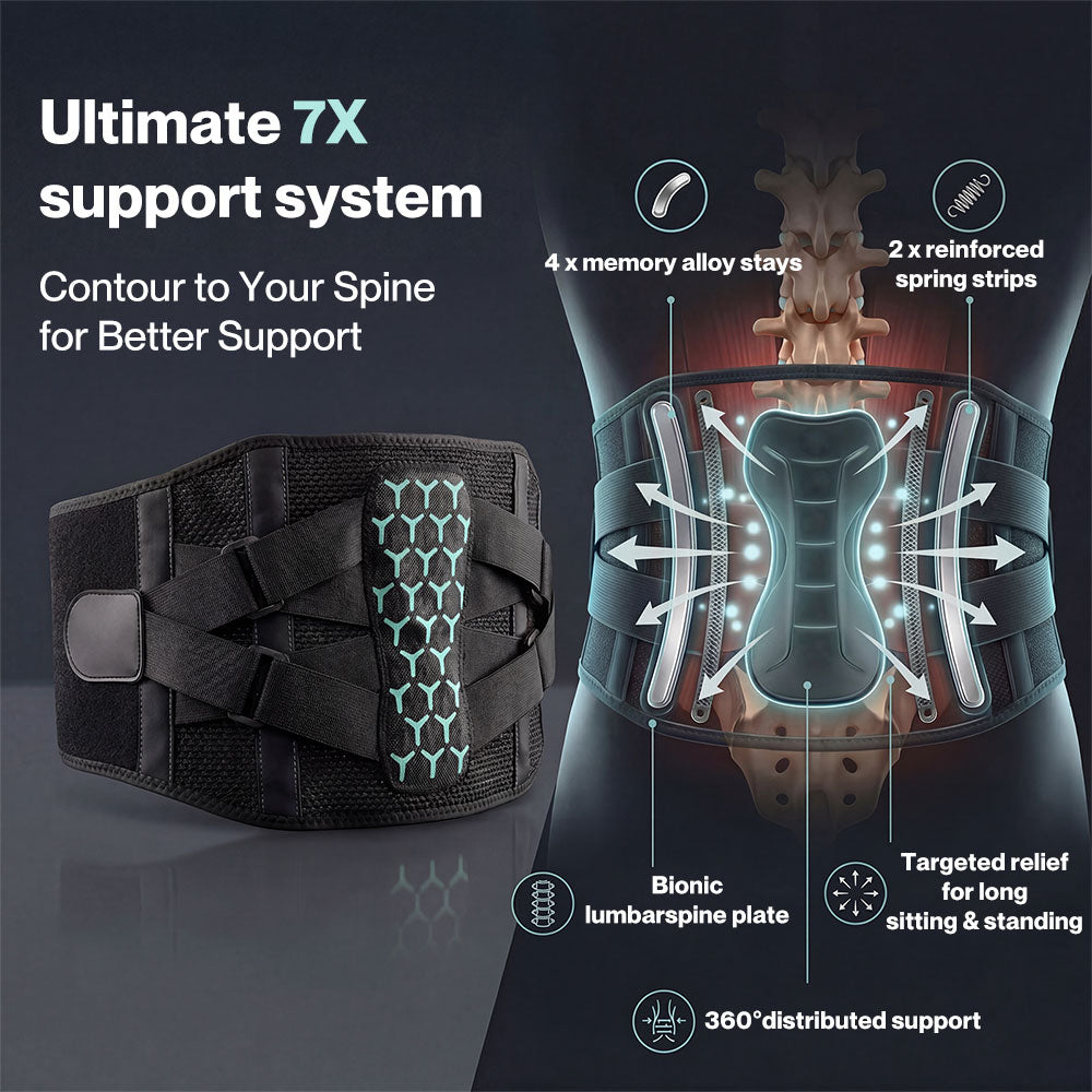 Centra Lower Back Support Belt Breathable Cozy Lumbar Brace for Work Driving