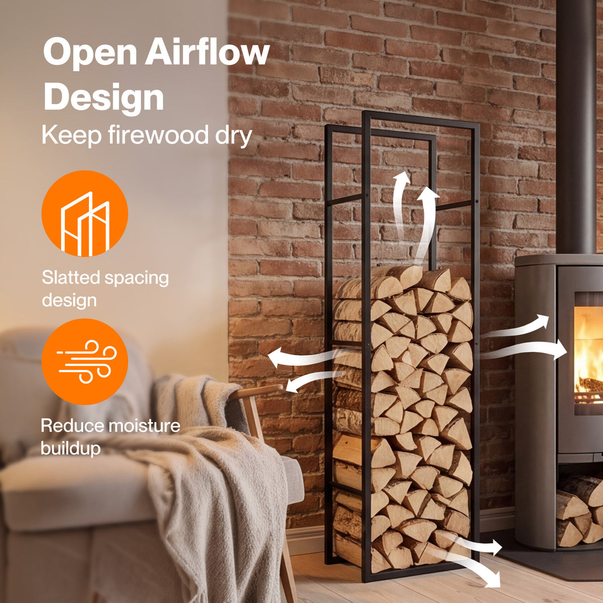 Levede Firewood Rack Metal Outdoor Storage Log Holder Fireplace