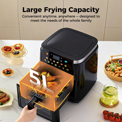 Spector 5L Digital Air Fryer 1250W Oil Free Hot Air Healthy Frying Cooker Black