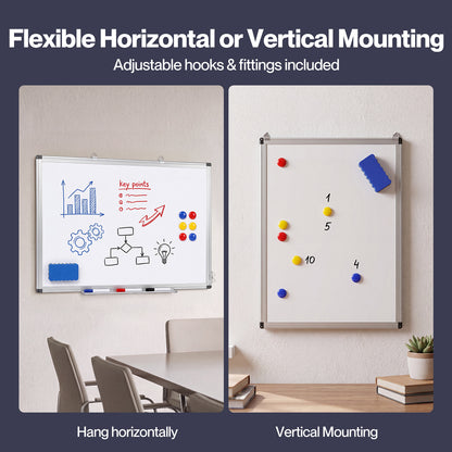 Levede Magnetic Whiteboard Adjustable Wall Mounted Dry Erase Office White