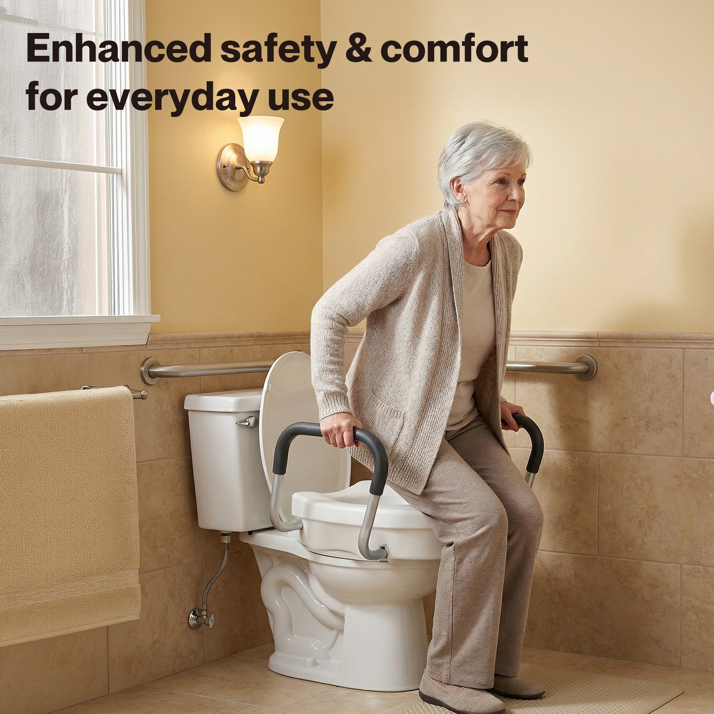 Levede Raised Toilet Seat with Arm 4.7'' Toiliet Seat Riser for Elderly Disabled