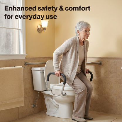 Levede Raised Toilet Seat with Arm 4.7'' Toiliet Seat Riser for Elderly Disabled
