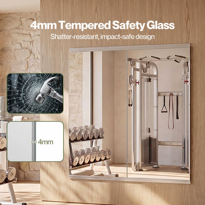 Yezi Home Gym Mirrors Wall Mounted Large Full Body Mirror 2 PCS 120cm x 60cm