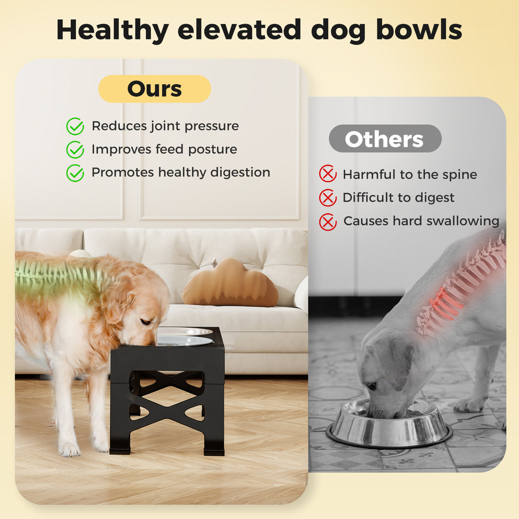 Skylos Raised Dog Feeding Bowl Elevated Pet Food Water Feeder Adjustable Folding