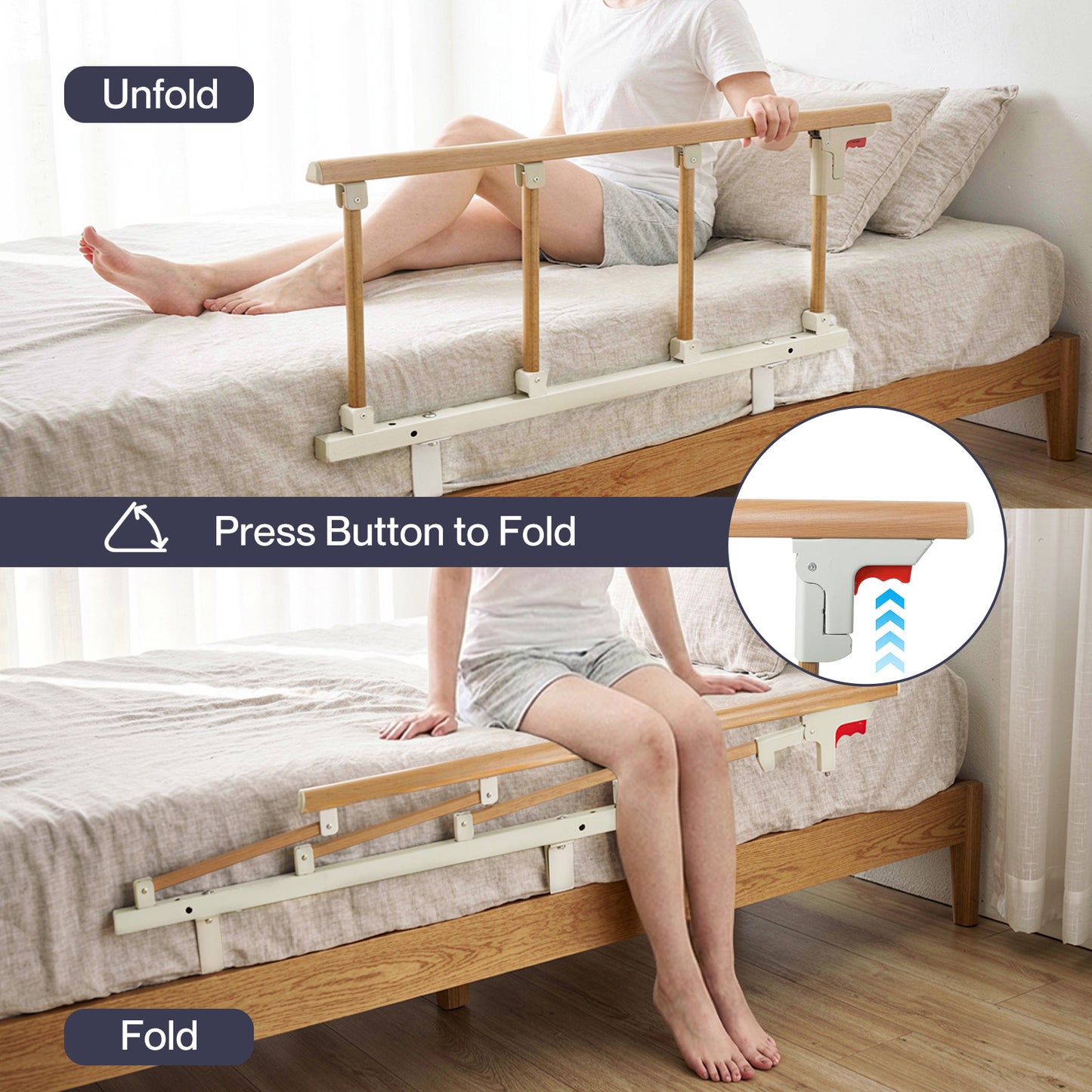 Levede Mobility Bed Grab Rails Folding Guard Safety Elderly Adults Assist 180kg