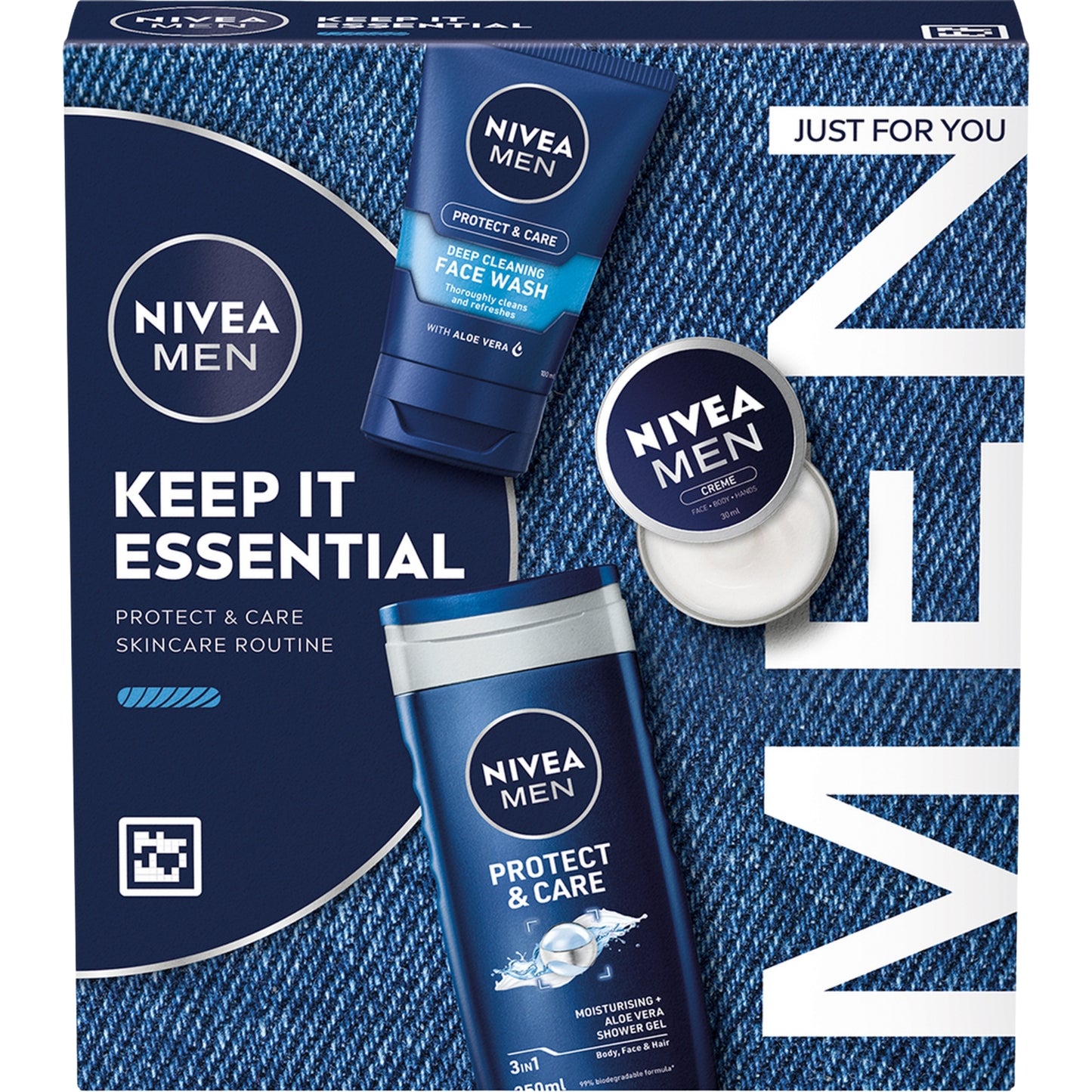 NIVEA MEN Keep It Essential Gift Set 3pc – (Face Wash 150ml  Shower Gel 250ml & Creme 30ml)