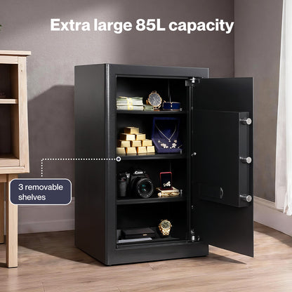 Levede Digital Safe Box Large Fireproof with Key Password Home Office  Security