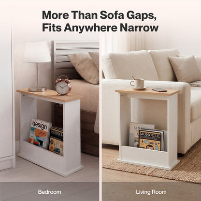 Levede Side Table Slim Storage Magazine Rack Sofa End Table Small Space Compact