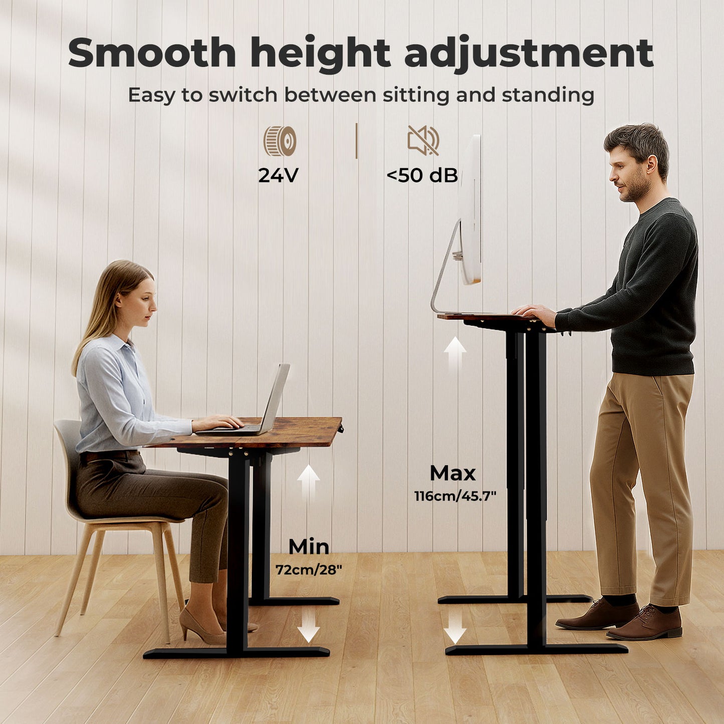 Levede Electric Standing Desk Height Adjustable with Memory Control Rustic Brown