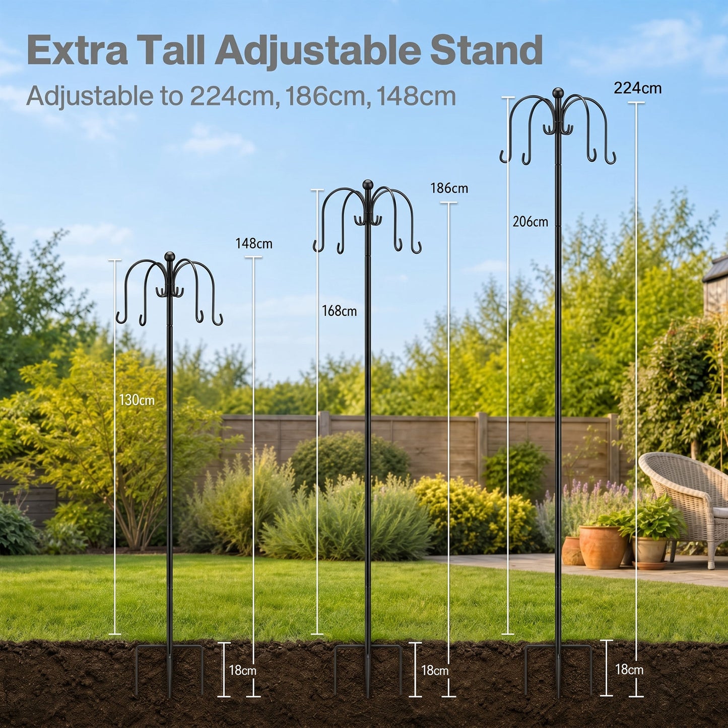 TOQUE Complete Bird Feeding Station 4 Feeders Outdoor Garden Wild Birds Feeder