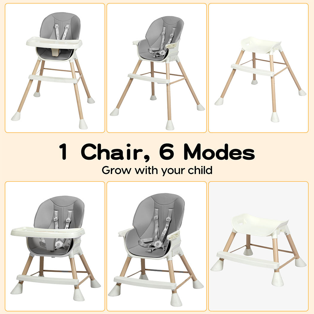 Dekko Adjustable 6-In-1 Baby Highchair Infant Feeding Seat Toddler Table Chair