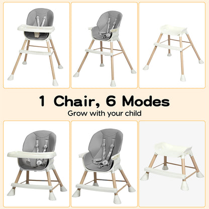 Dekko Adjustable 6-In-1 Baby Highchair Infant Feeding Seat Toddler Table Chair