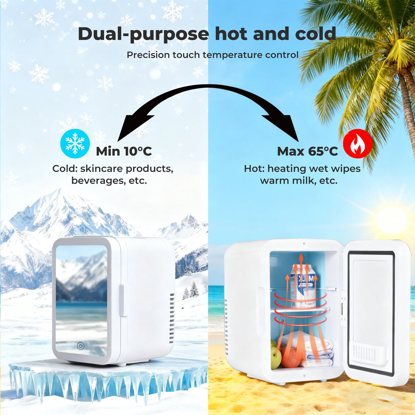 Spector Mini Fridge 5L Portable Tabletop Cooler Warmer LED Makeup Mirror Bedroom