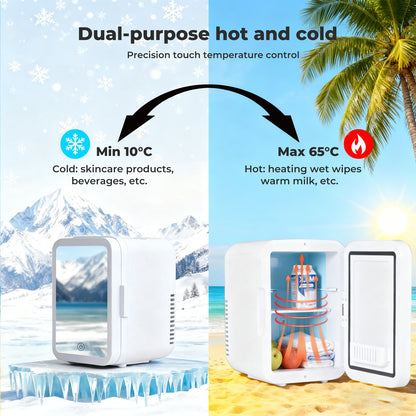Spector Mini Fridge 5L Portable Tabletop Cooler Warmer LED Makeup Mirror Bedroom