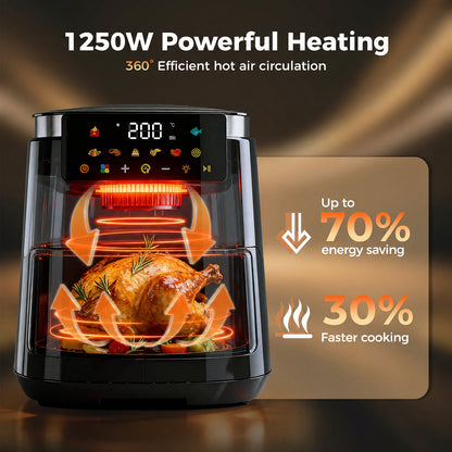 Spector 5L Digital Air Fryer 1250W Oil Free Hot Air Healthy Frying Cooker Black