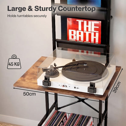 Levede Record Stand Player Display Storage Shelf Cabinet 2 Shelves 3 Racks
