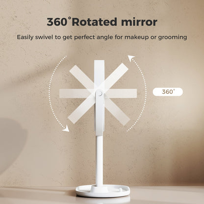Emitto 10X Magnifying Makeup Mirror Round 360° Rotation LED Light Double Side