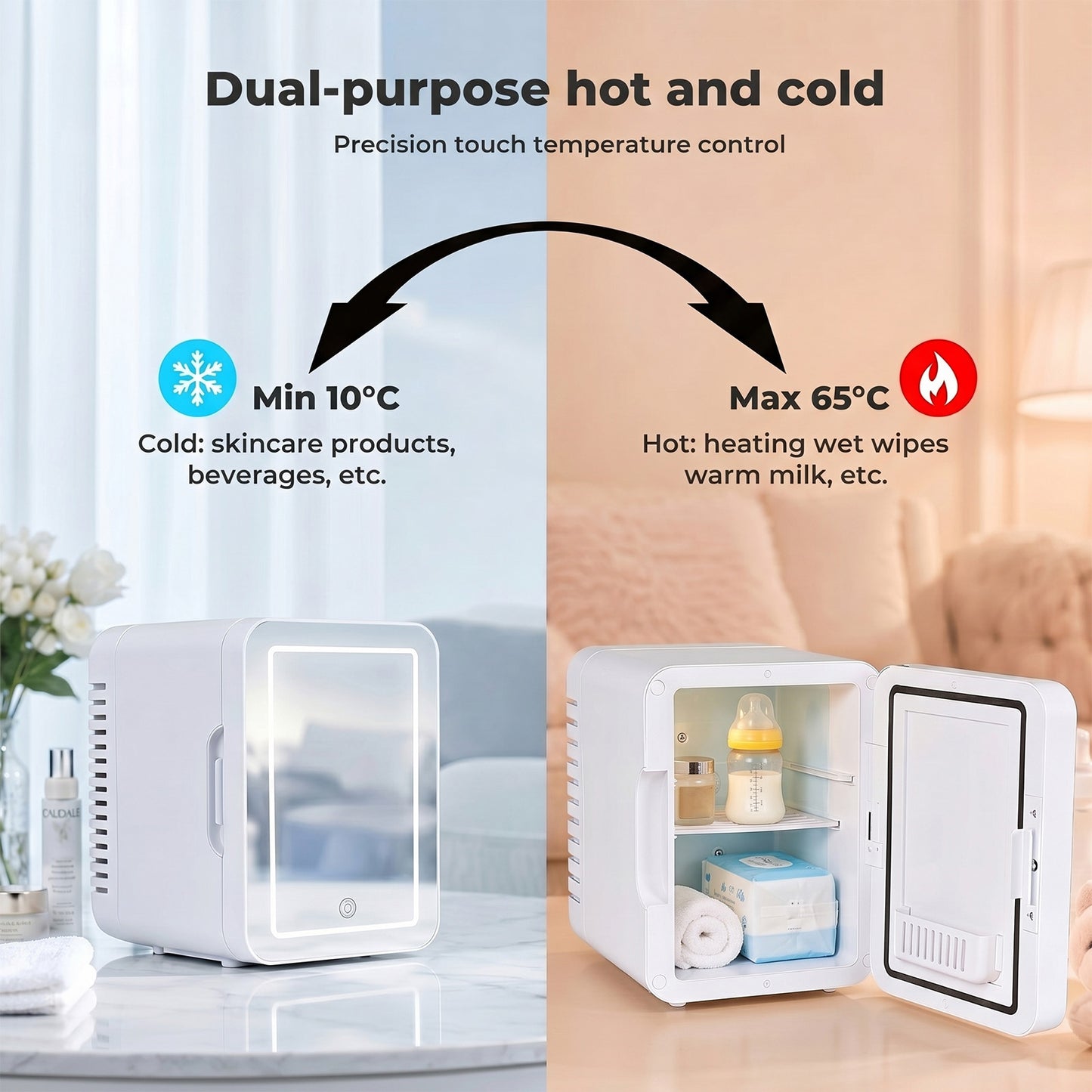 Spector Mini Fridge 5L Portable Small Cooler Warmer LED Makeup Mirror Car Home
