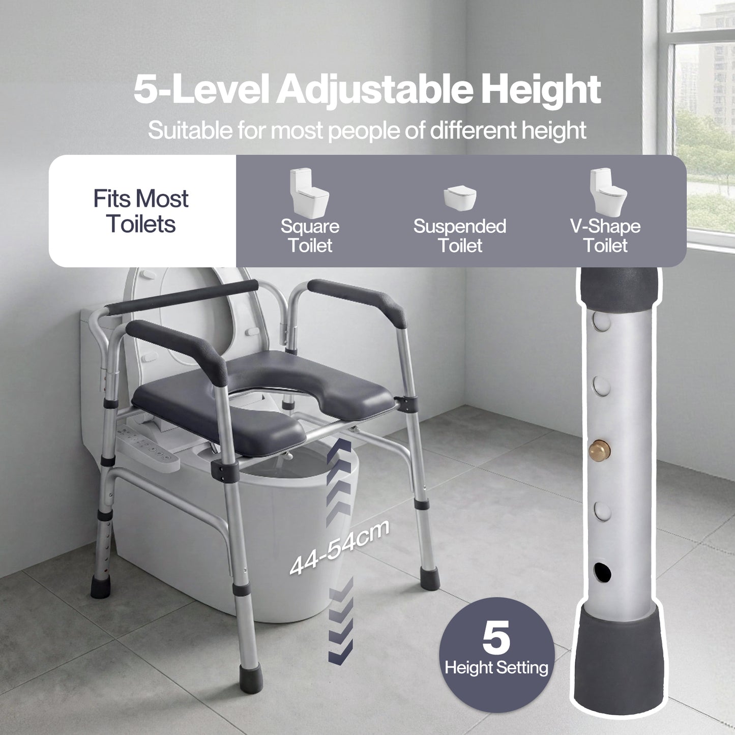 Levede 3 in 1 Commode Chair Folding Shower Chair Toilet Seat Riser Adjustable