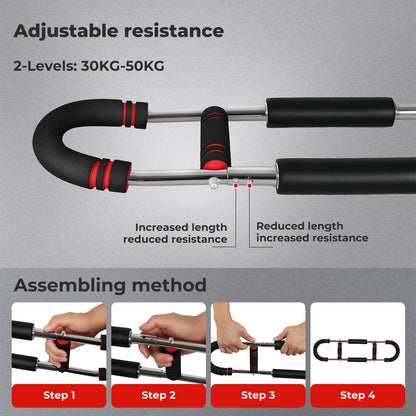 Centra Shaker Twister Arm Power Trainer Adjustable Chest Expander Bar 30-50kg