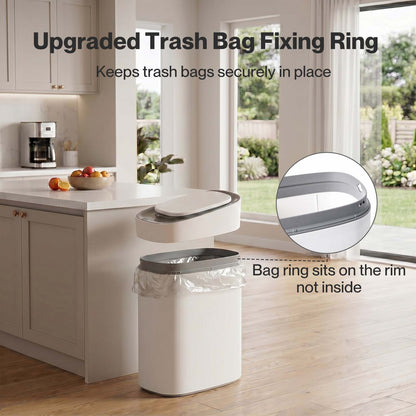 Toque Smart Trash Bin Slim Sensor Bathroom Bin With Lid Silent Open Close White