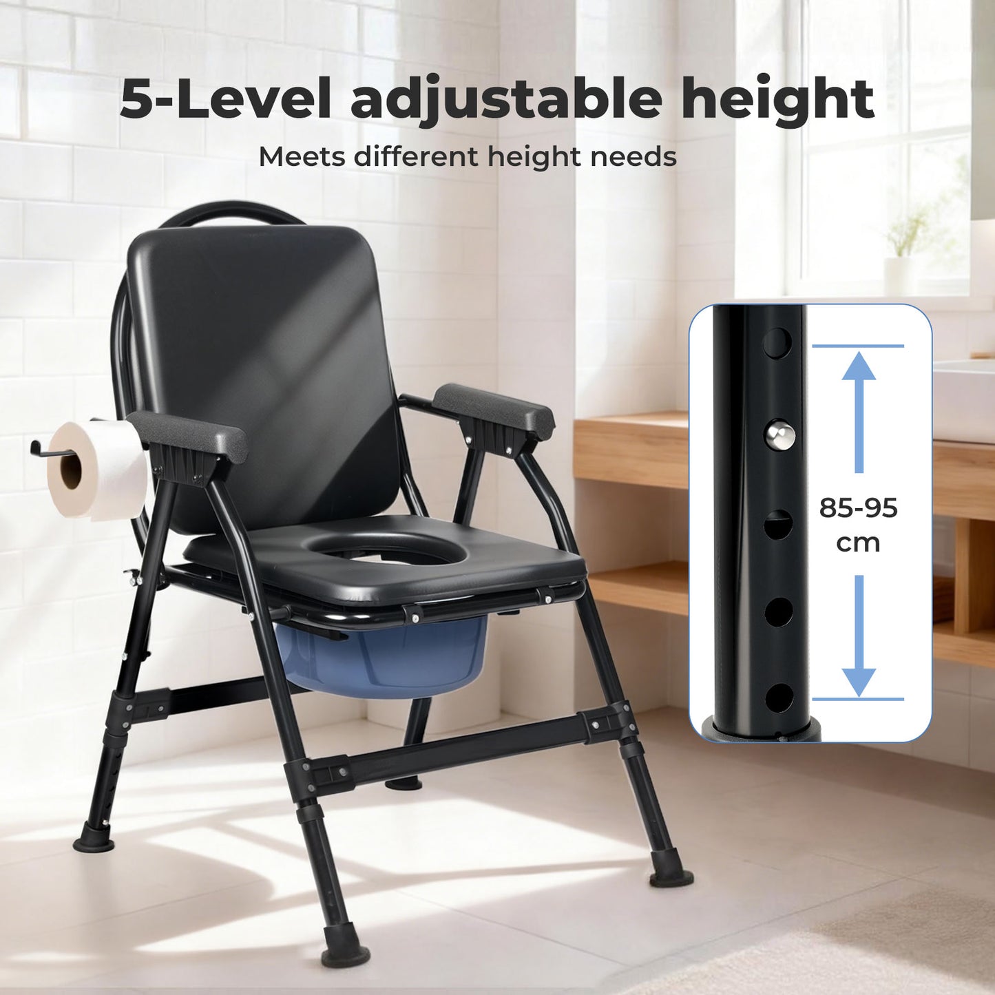 Levede Commode Toliet Chair for Disabled Folding Adjustable Remmoveable Seat