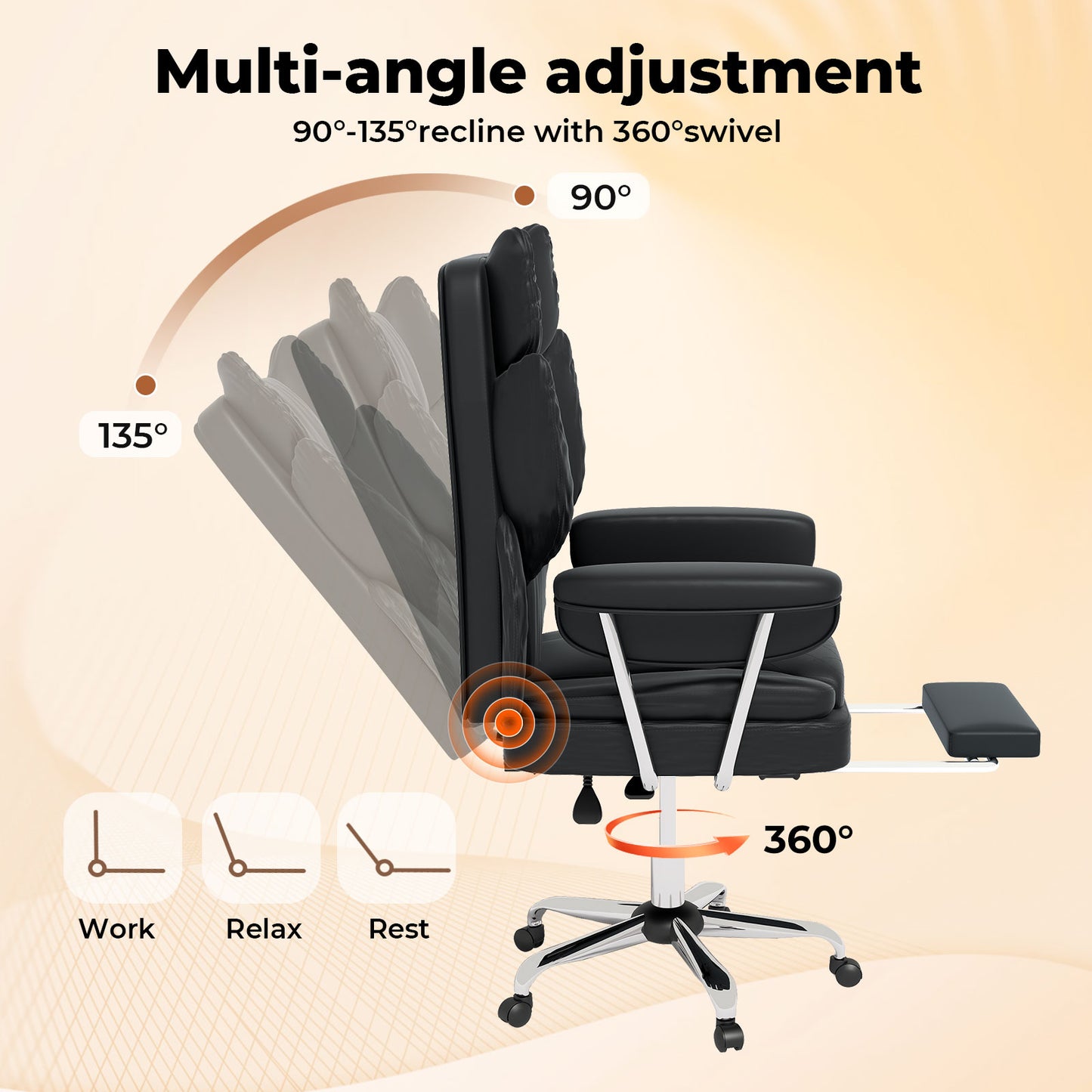 Levede Office Desk Chair Big and Tall for Heavy People with Footrest PU Black