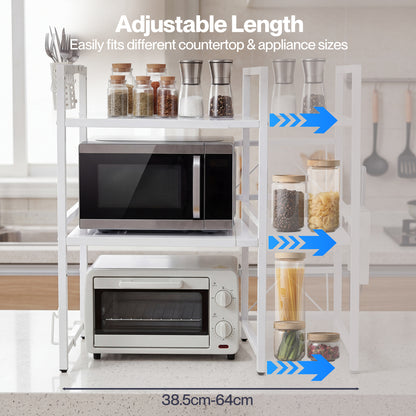 TOQUE 3 Tier Expandable Rack Stand Kitchen Storage Holder Microwave Oven Shelf