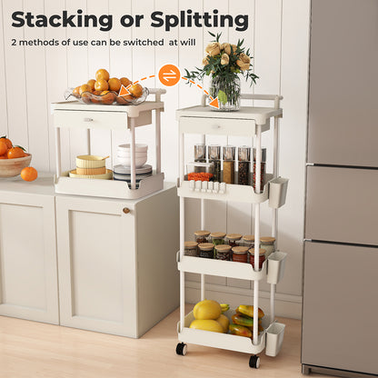 Levede 4 Tier Storage Trolley Cart on Wheels Kitchen Laundry Narrow Space Rack