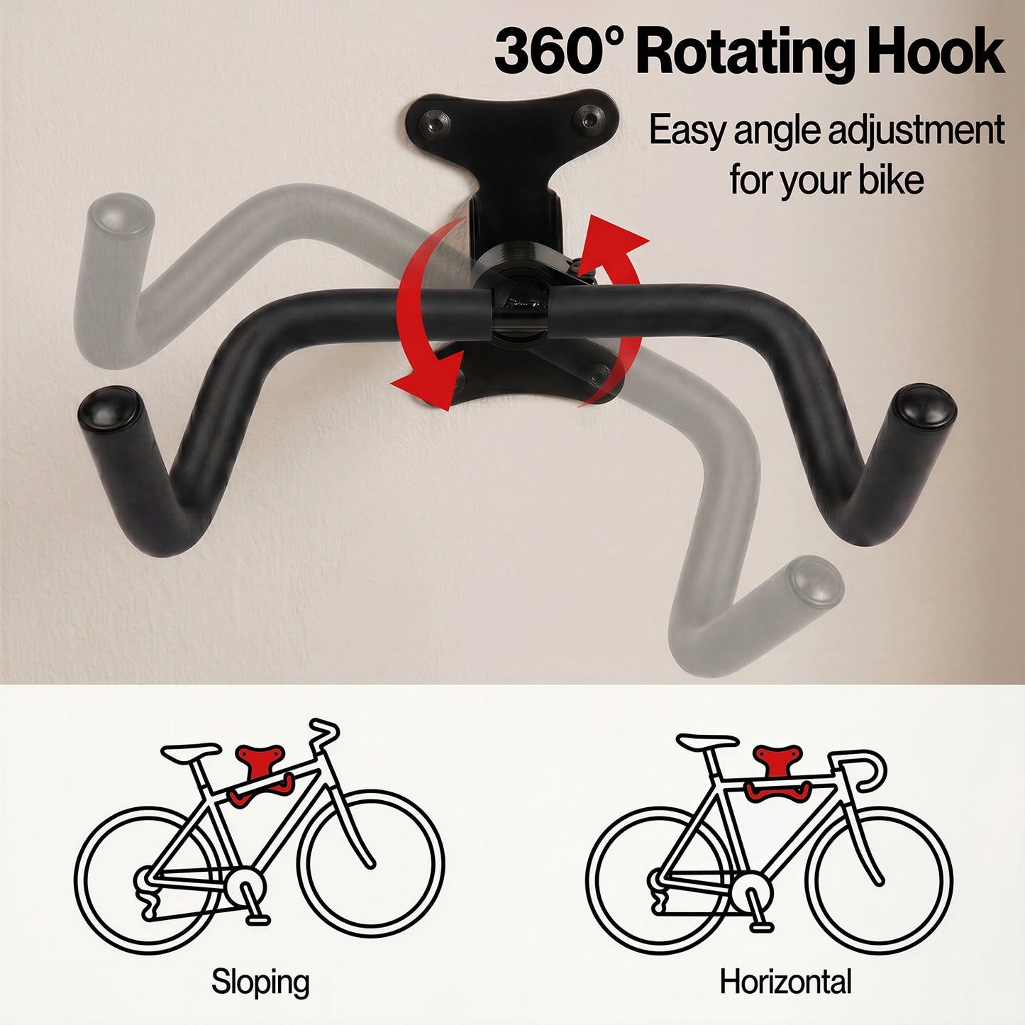 MONVELO Bike Wall Mount Rack Foldable Bicycle Storage Hanger Holder Adjustable