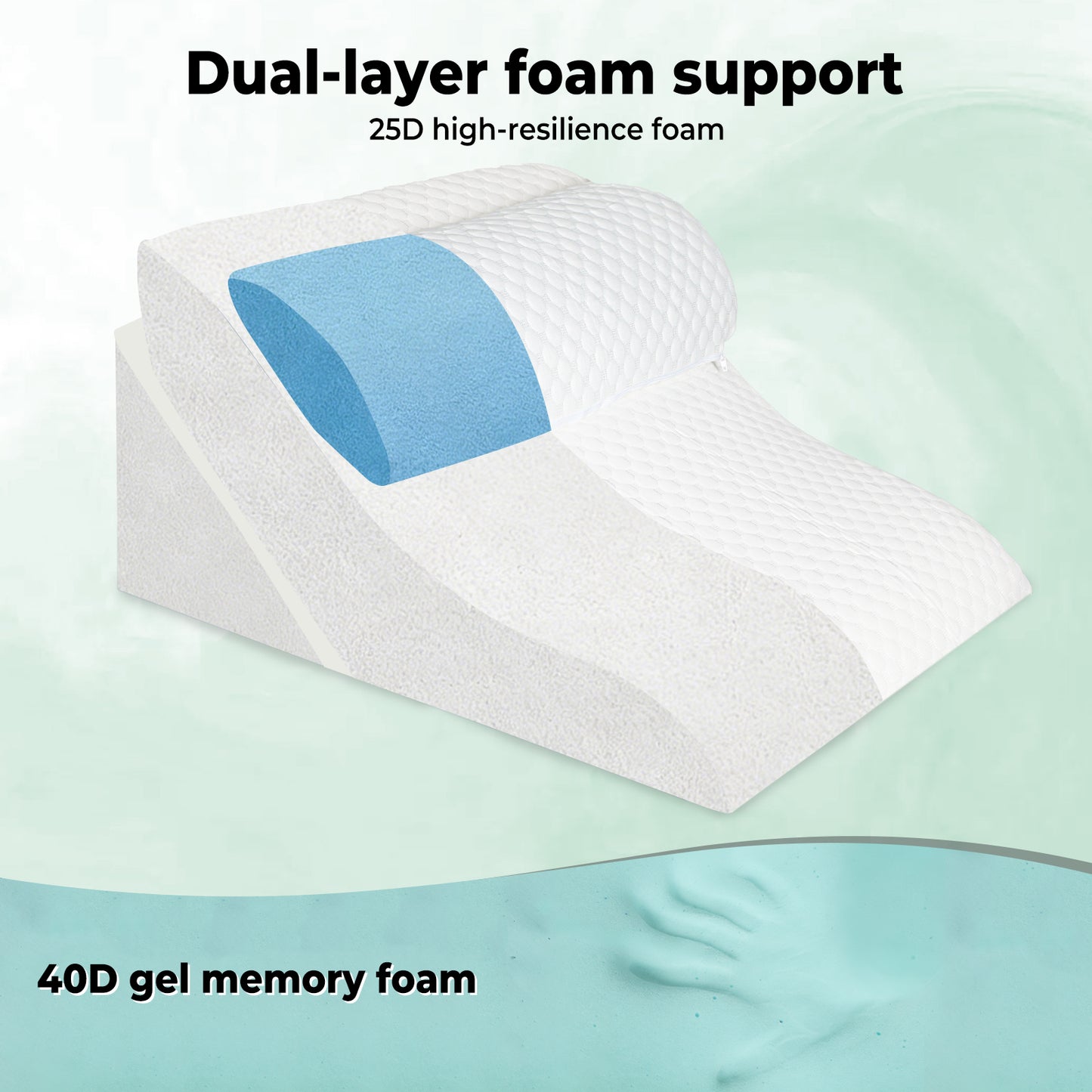 Lavio Large Wedge Pillow Cooling Memory Foam Orthopaedic Bed Cushion Acid Reflux