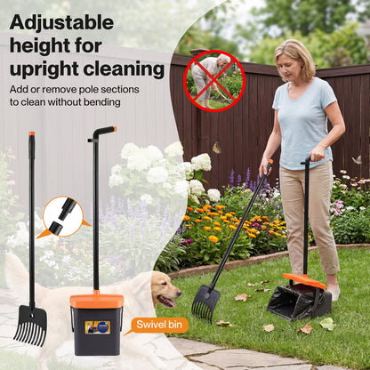 Skylos Pooper Scooper Pet Waste Collector 120cm Handle with Rake 35 Waste Bags