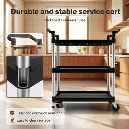Levede Tool Trolley 3 Tier Rolling Storage Cart Multi-functional Workplace Black