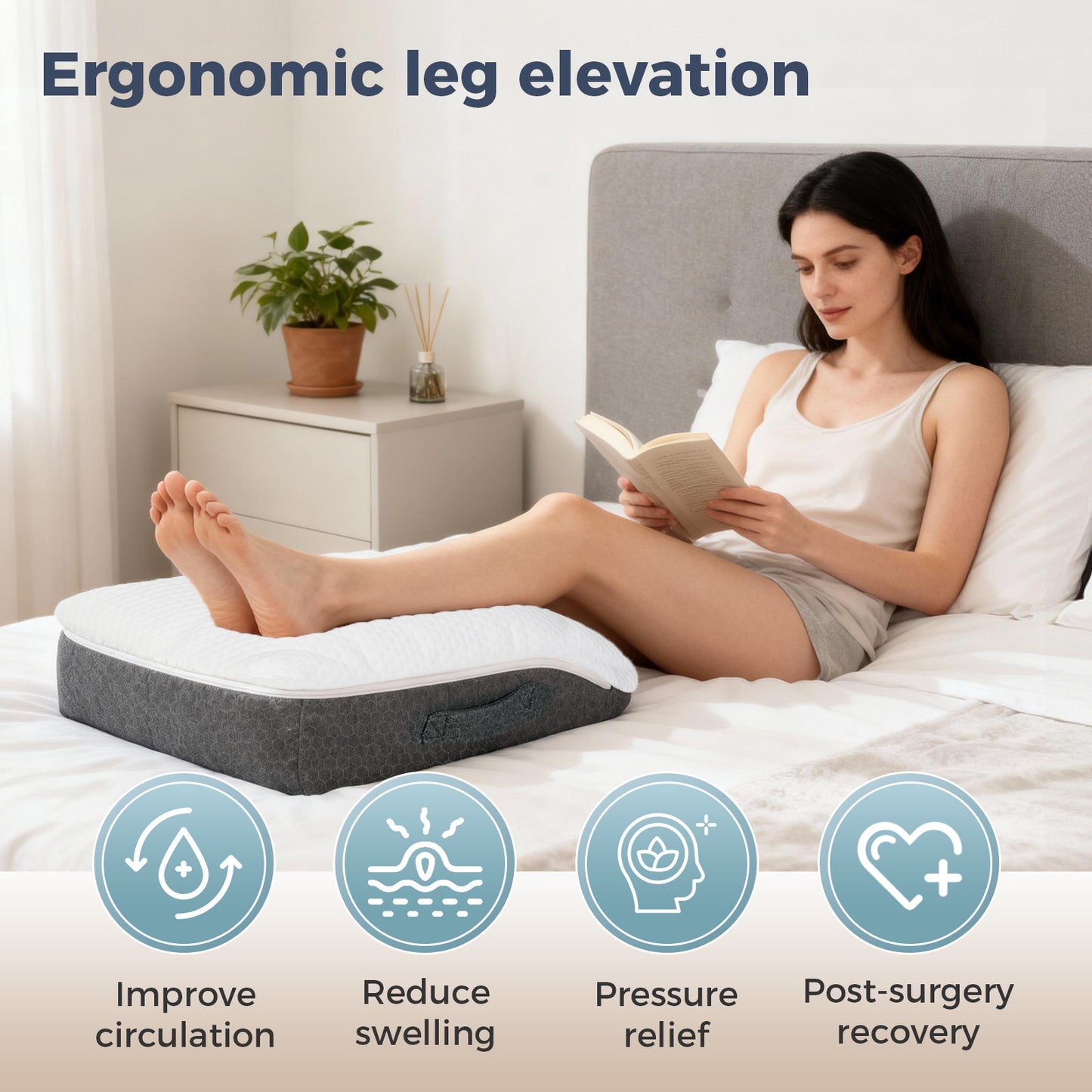 Lavio Leg Elevation Pillow Wedge Momory Foam For Knee Hip Lower Back Pain Relief