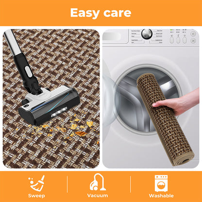 Marlow Kitchen Mat 2PCS Non Slip Woven Rubber Floor Mat Absorbent Runner Brown