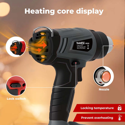 Traderight Hot Air Heat Gun Electric Cordless 21V with 5 Nozzles (No Battery)