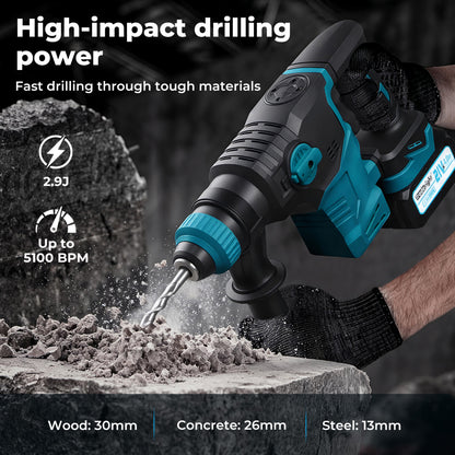 Traderight  21V Cordless Rotary Hammer Drill SDS Plus Concrete Impact Drill Tool