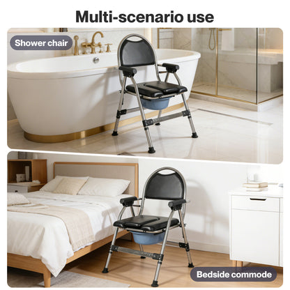 Levede Folding Commode Chair Adjustable Height Bedside Toilet Shower Seat 150kg
