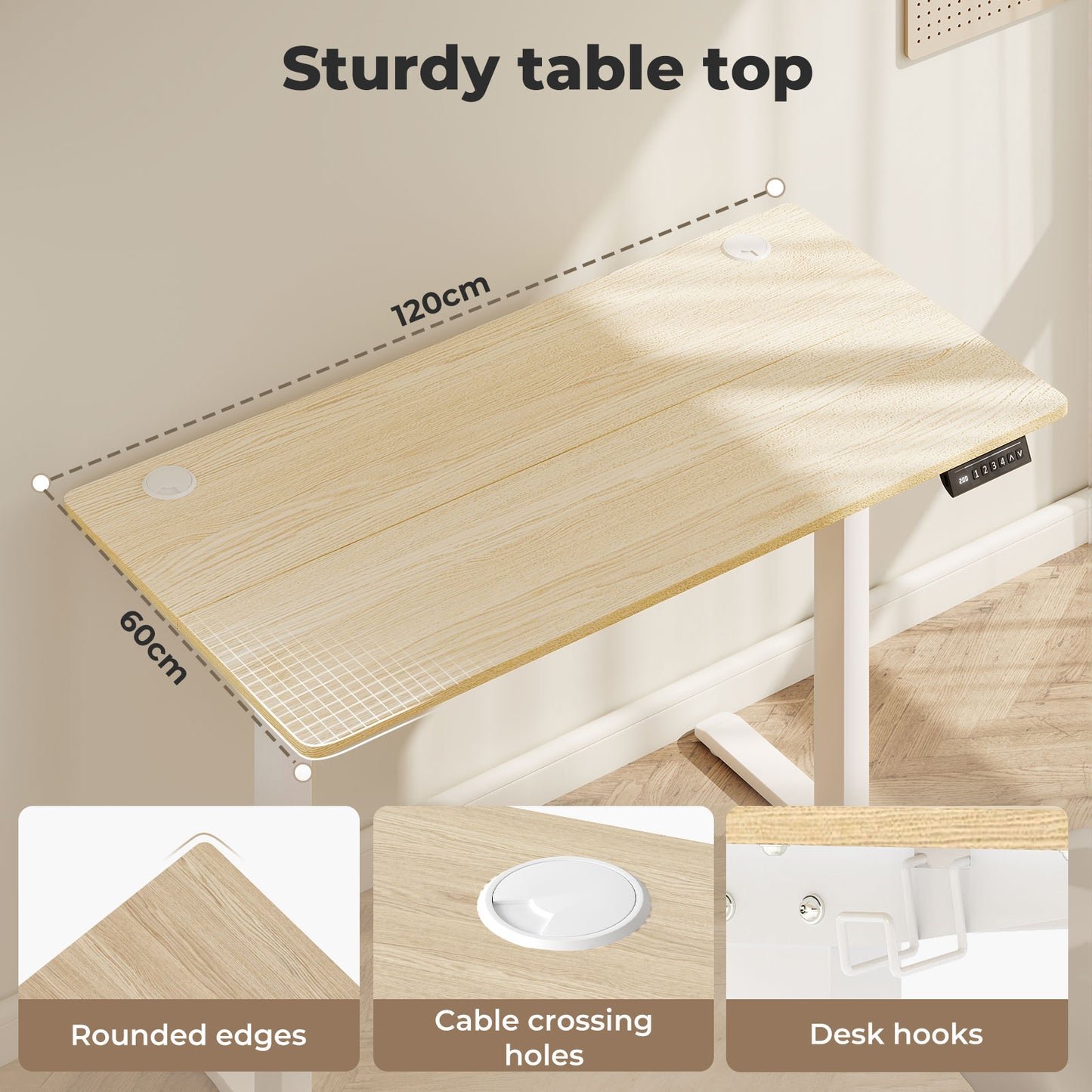 Levede Electric Standing Desk Height Adjustable with Memory Control 120cm Wide