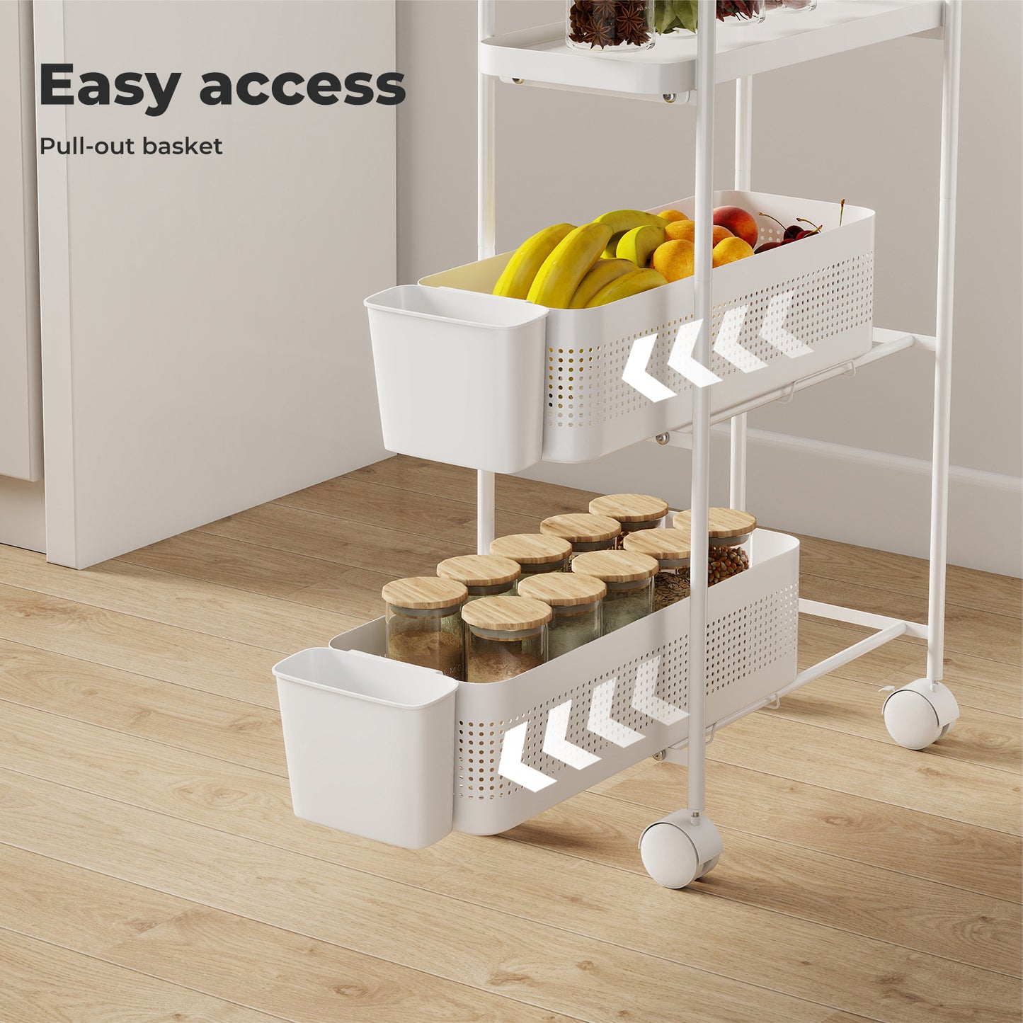 Levede Slim Stroage Trolley Cart on Wheel for Kitchen Bathroom Narrow Space Rack