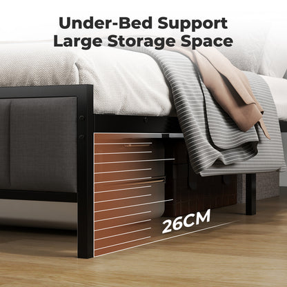 Levede Bed Frame Metal King Size LED Light Upholstered Soft Headboard USB Charge