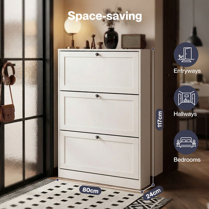Levede Tall Shoe Cabinet Flip Shoe Storage Unit Slim Hallway Organiser