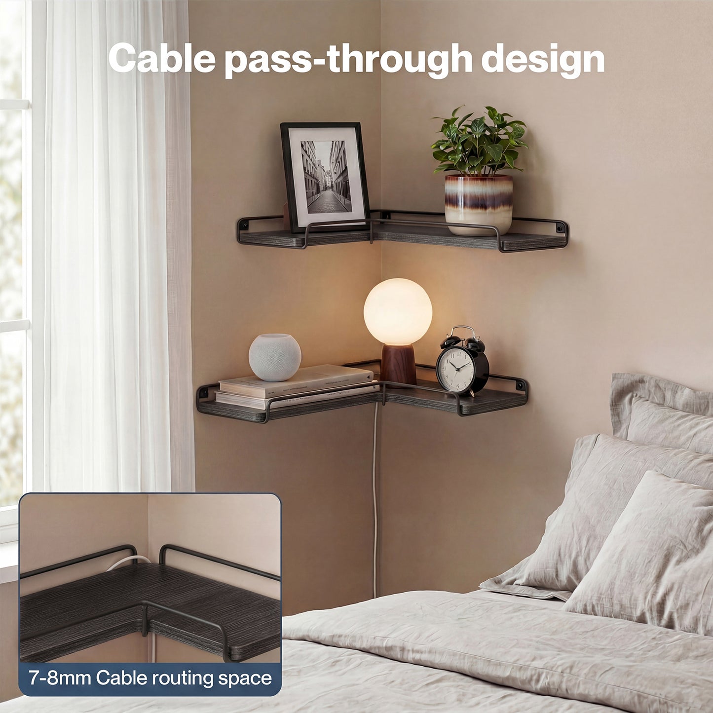 Levede Wall Shelves Floating 2pc Kitchen Corner Shelf Unit Home Sotrage Decor