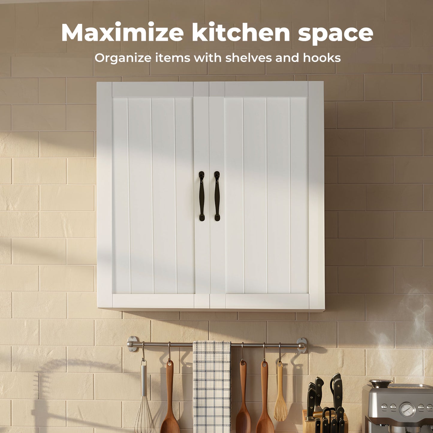 Levede Wall Cabinet Hanging Kitchen Cupboard Bathroom Storage Organiser White